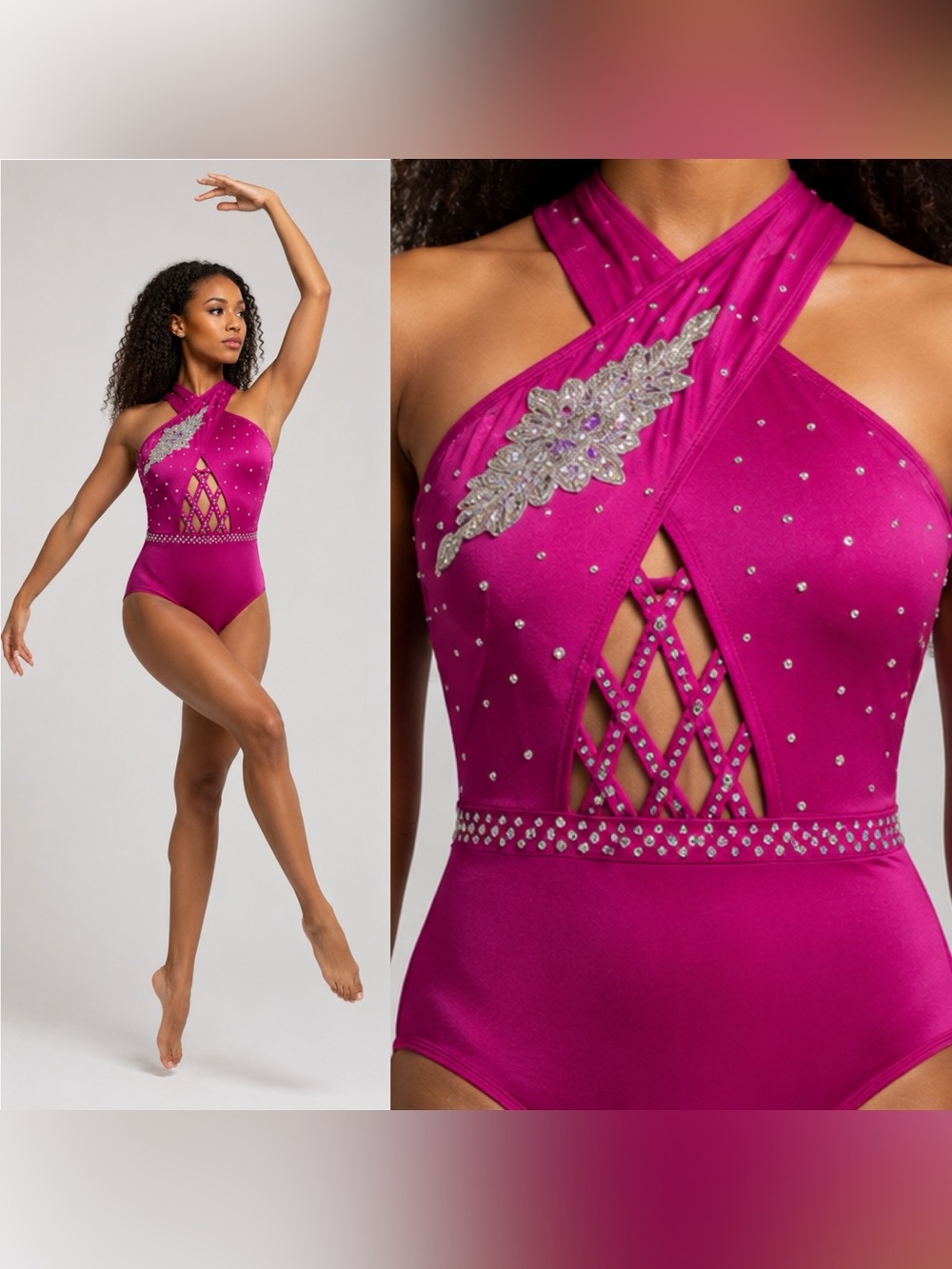 Competition contemporary Custom solo dance costume hot pink SA-Small adult NEW